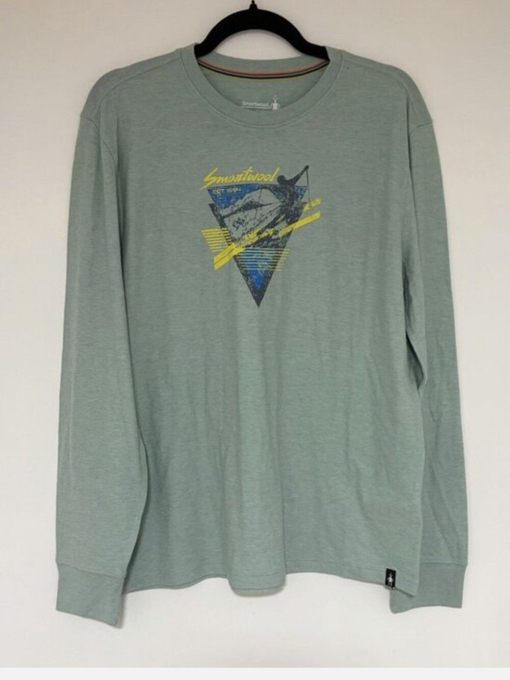 Smartwool Light Sage Graphic Long Sleeve Tee - Surf Triangle M (NWOT)
